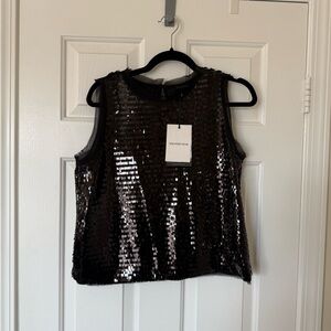 Who What Wear Black Sequin Tank Top